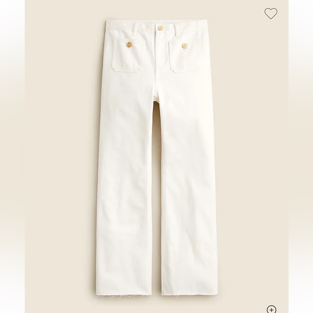 J. Crew Sailor Mid Rise Relaxed Demi Boot Jean White 32